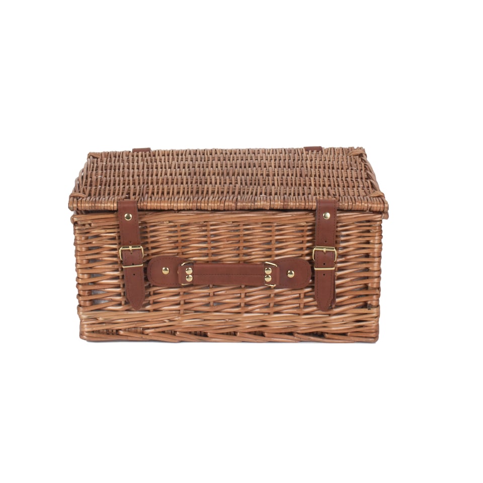 image 1 of 4 Person Classic Wicker Fitted Picnic Basket | White | White | 1