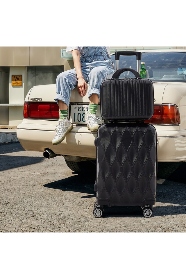 image 1 of Living and Home 2-Piece Hard Shell Suitcase Set - Black 20" & 14"