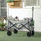 image 2 of Outsunny Folding Outdoor Storage Trolley Cart Bag Telescopic Handle Brakes Grey