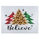 image 1 of Christmas Trees With Leopard Print Dining Glass Chopping Board | Multi