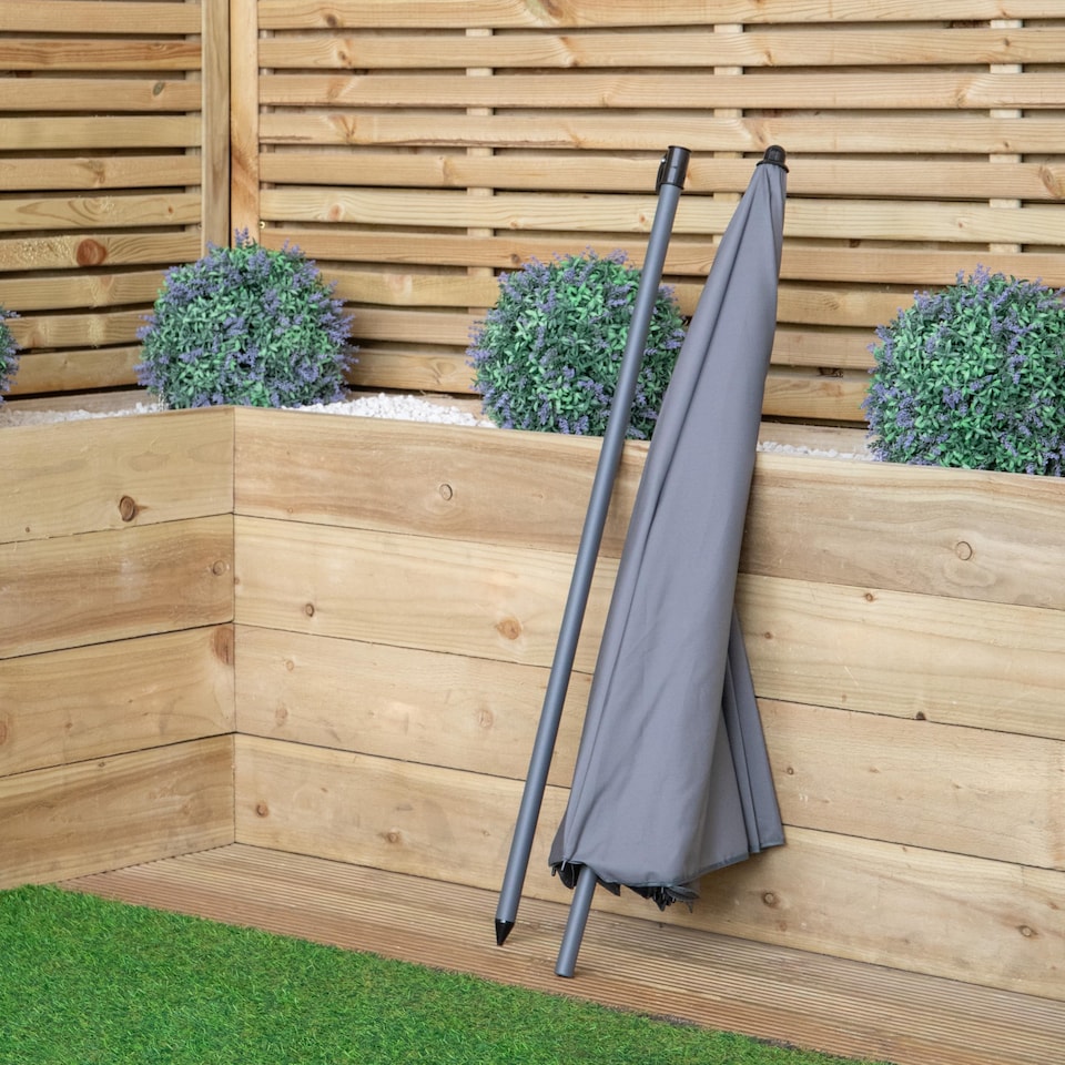 image 1 of 1.7m Outdoor Garden Patio Parasol Sun Shade in Grey
