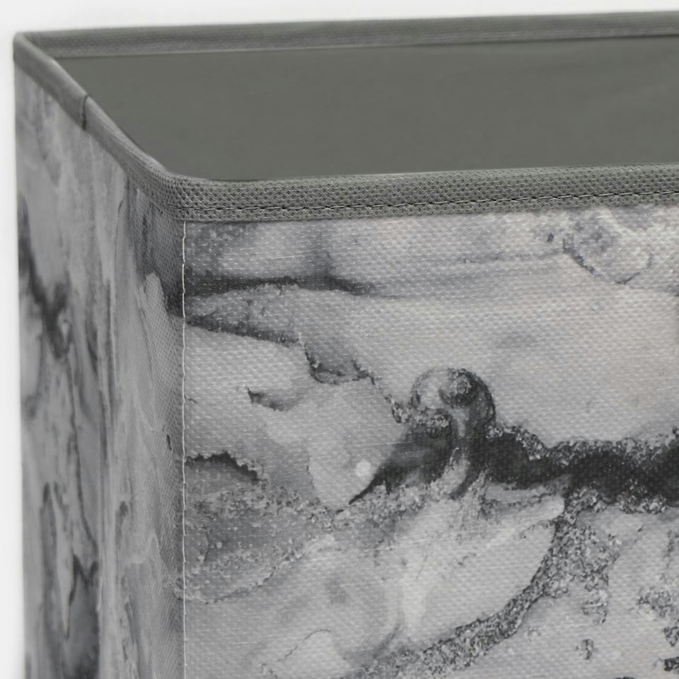 image 1 of OHS 2 Pack Folding Storage Marble Print Cubes Space Saving Home Bedroom Clothes Toy Organiser Grey