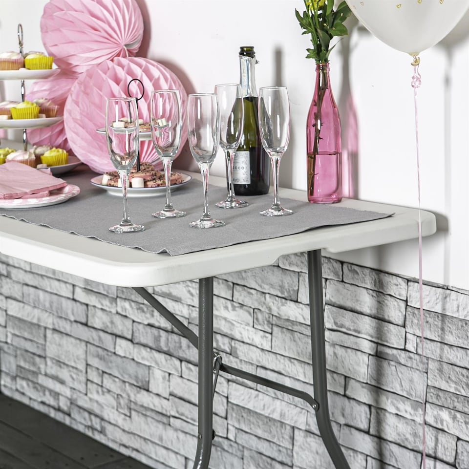 image 1 of Harbour Housewares Folding Camping Picnic Table & Chair Set - 180cm (6ft) - White | White | White