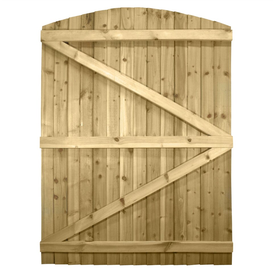 image 1 of Arch Top Wooden Garden Gate 6ft x 4.5ft Feather Edge Semi-Braced Treated Door