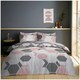 image 1 of VELVETIO Aster Geo Complete Duvet Cover Set with Fitted Sheet Breathable Bedding Quilt Pink | Single