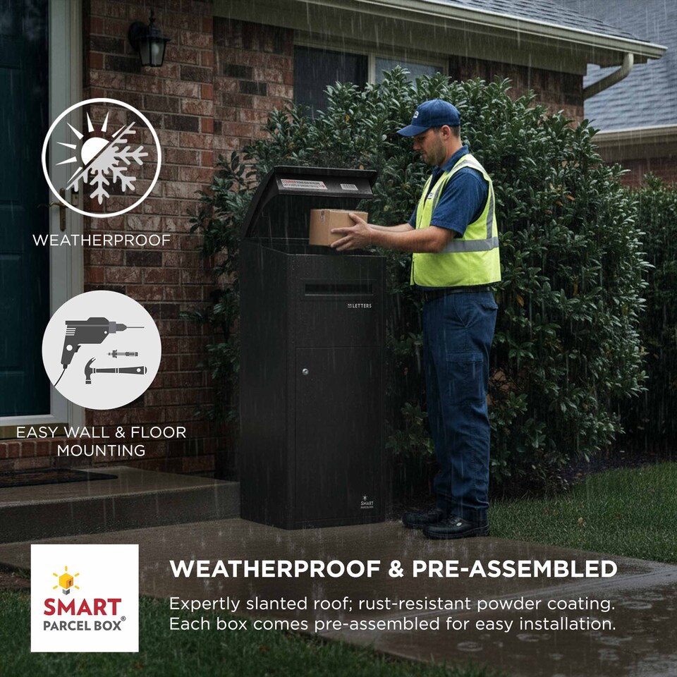 image 1 of Smart Parcel Box® Extra-Large Slanted Top Front Access Black | Black | 1