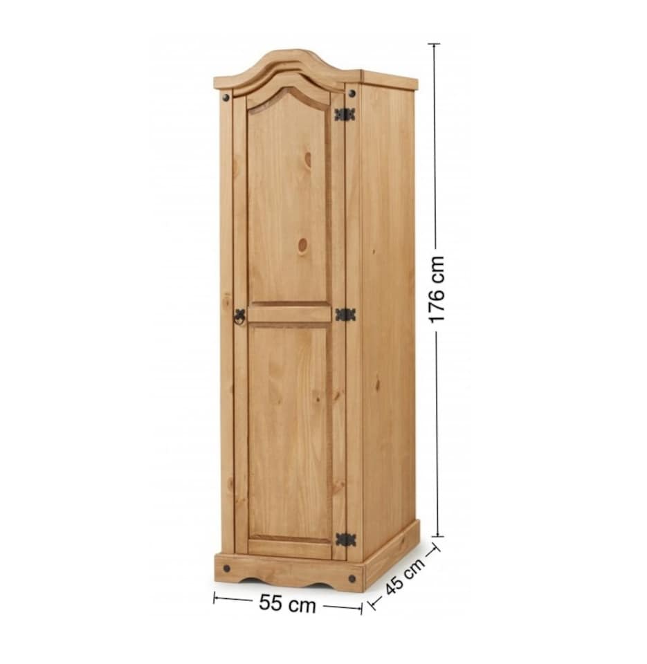 image 1 of Mercers Furniture Corona 1 Door Wardrobe Arch Top Single Robe Solid Wood Pine Wooden Bedroom with Mexican Styling