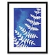 image 1 of Inverted Blue Fern Leaves Watercolour Botanical 9x7" Black Framed Wall Art Print