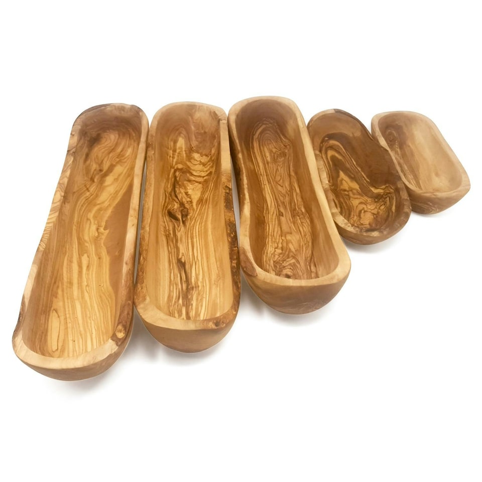 image 1 of Verano Spanish Ceramics Olive Wood Snack Boat - 40cm Brown