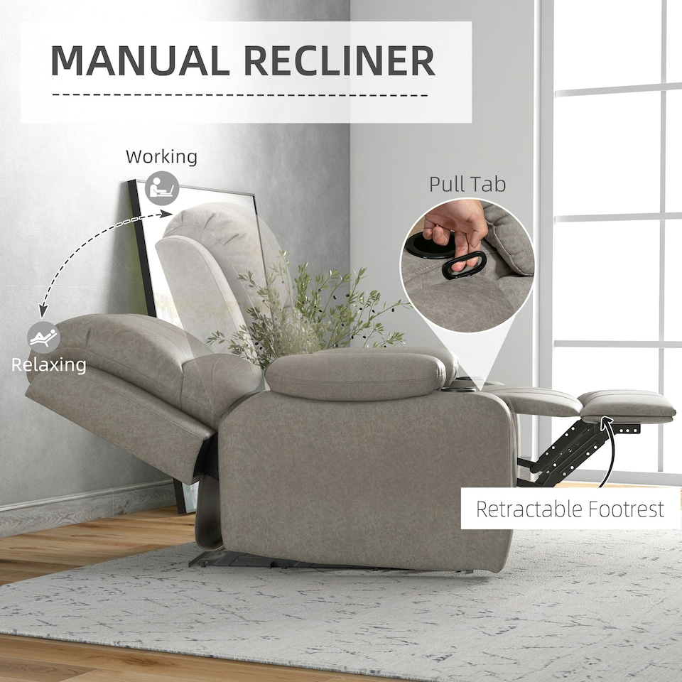 image 1 of HOMCOM Recliner Armchair for Living Room, Recliner Chair with Cup Holder