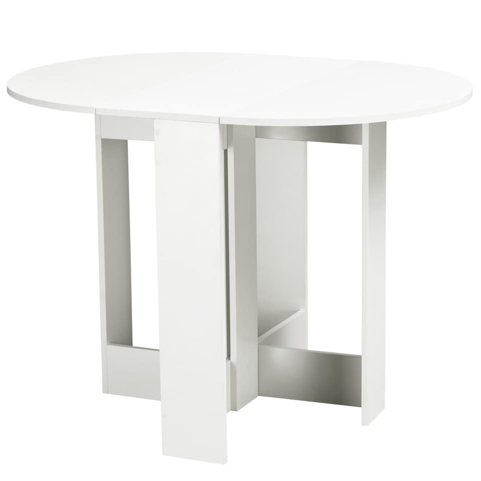 image 1 of HOMCOM Folding Dining Table, Space-saving Drop Leaf Table for Small Space, Kitchen, Dining Room, White