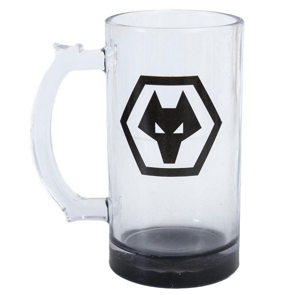 image 1 of Wolverhampton Wanderers FC Glass Tankard - Clear/Black - One Size