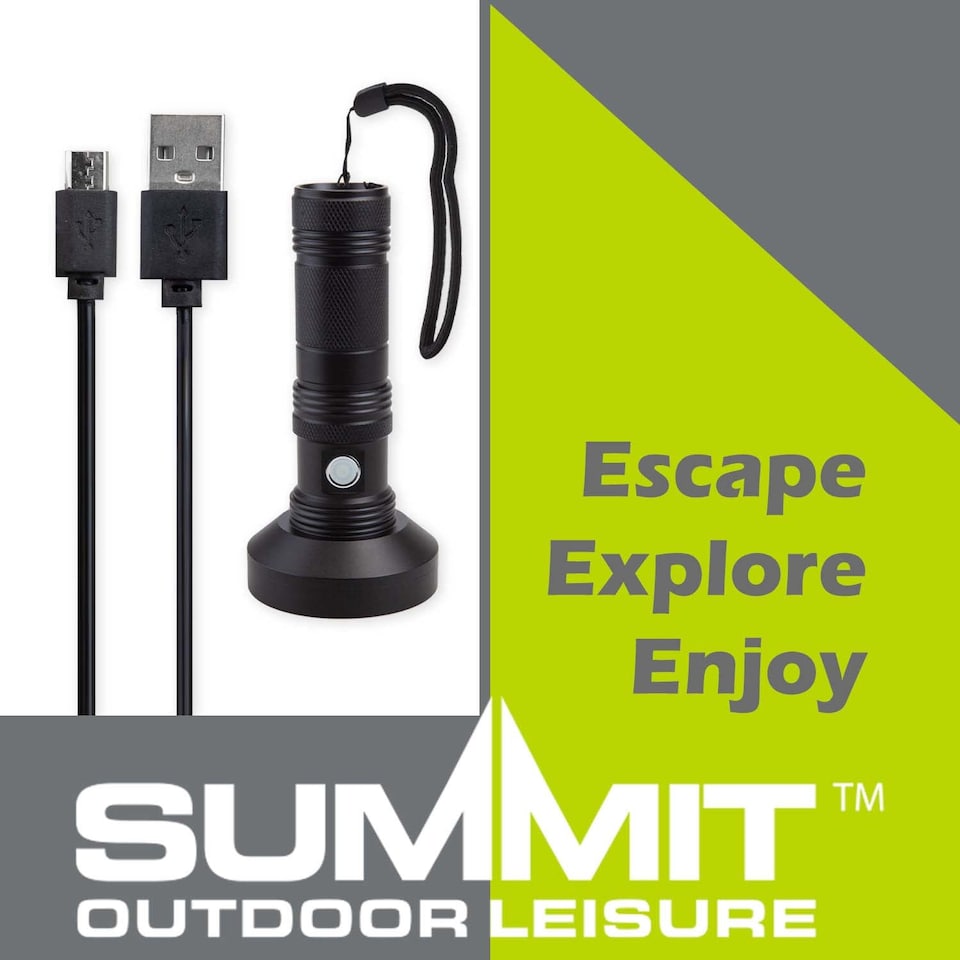 image 1 of PMS Torch Rechargeable 3W Cree Tactical Light USB Water Resistant - Black