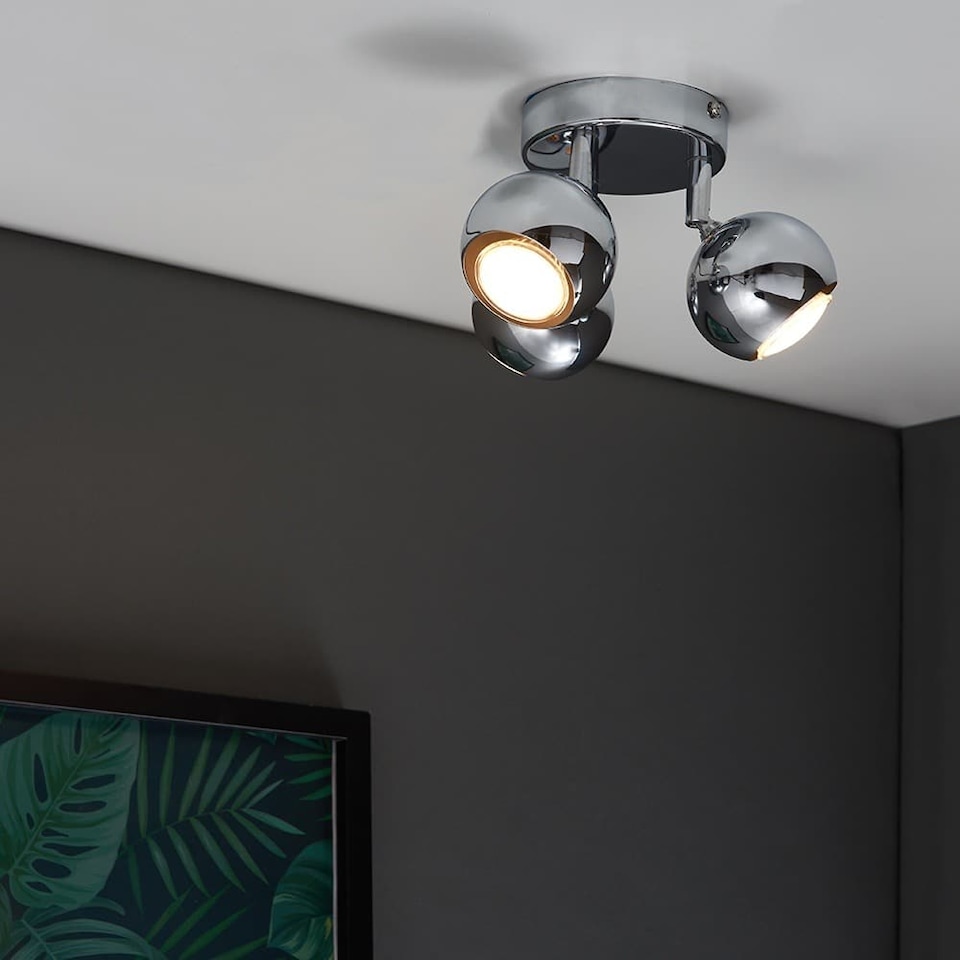 image 1 of ValueLights Retro Eyeball Polished Silver Spotlight and Cool White Bulb