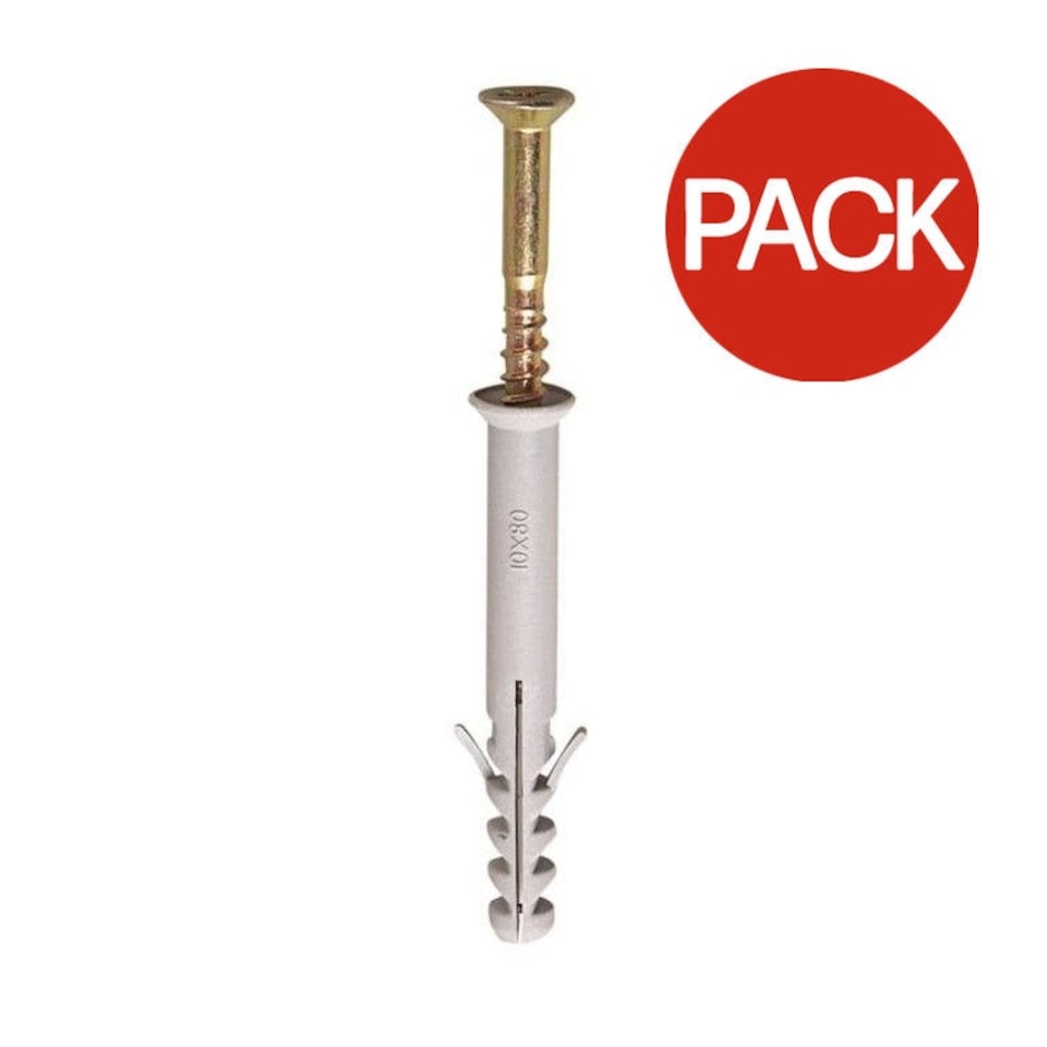 Securfix Trade Pack Frame Fixings (Pack of 10) - White/Brass - 80mm x 8mm