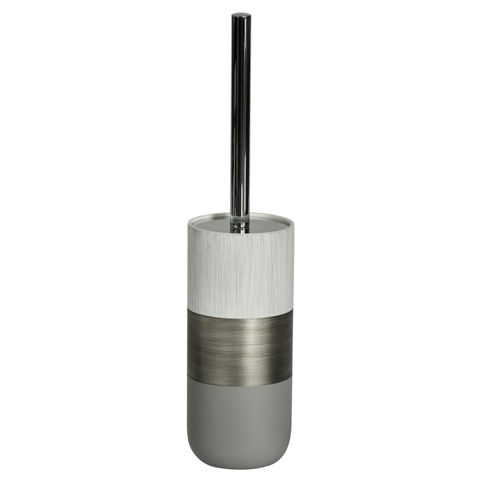 image 1 of Showerdrape Luxe Grey/White Toilet Brush & Holder