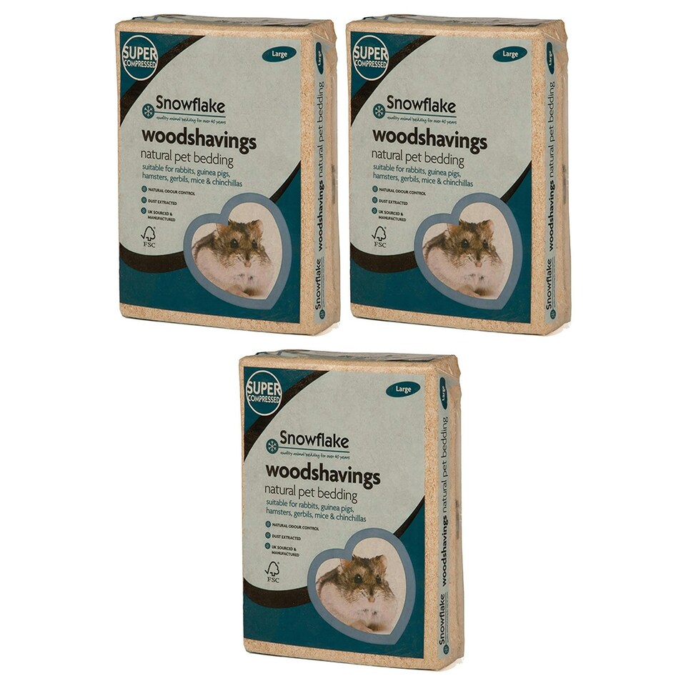 image 1 of 3kg (2 Bags) Large Animal Pet Bedding Wood Shavings With Odour Control Dust Extracted Ideal For Hamster & Gerbil