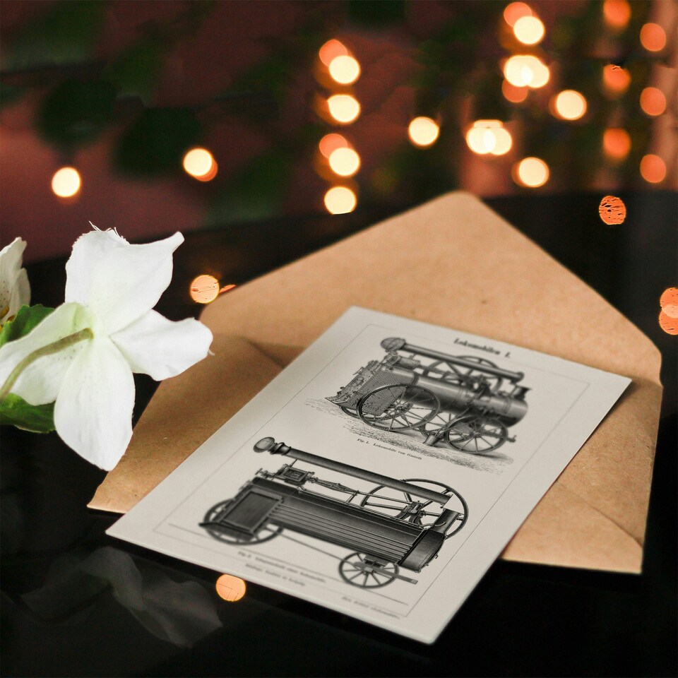 image 1 of Vintage Art Card Lokomobilen Locomotive Steam Train Engine