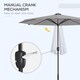 image 6 of Outsunny 2.65m Garden Parasol with Lights, Solar Charged Warm Yellow LED Patio Umbrella with Crank Handle, for Balcony, Outdoor and Lawn Light Grey