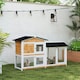 image 2 of PawHut Rabbit Hutch, Guinea Pig Hutch Wooden 2-Tier Cage w/Run, Yellow