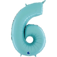 Pastel Blue Number 6 Helium Foil Giant Balloon 66cm / 26 in