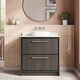 image 2 of Balterley Longnor 2 Drawer Floor Standing Vanity Unit with Square Basin and Marble Worktop, Woodgrain Graphite Grey, 800mm