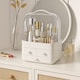 image 2 of Neo Acrylic Makeup Organiser with Lid & Drawers Portable Dustproof Cosmetic Storage Box | White | White | 26.5 x 18.2 x 34.7cm | 1