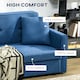 image 6 of HOMCOM 2 Seater Sofa Bed with Hidden Storage, Pull Out Convertible Bed Settee, Modern Snow Flannel Loveseat Sofa Sleeper with 2 Cushions for Living Room, Guest Room, Deep Blue