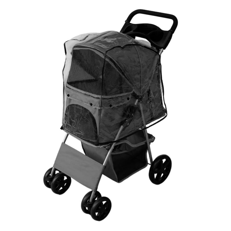 image 1 of Pet Stroller with Rain Cover – Grey | Multi | One Size