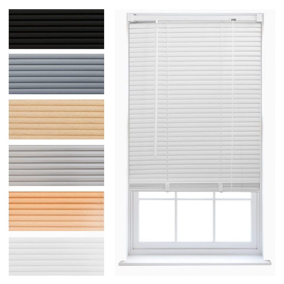 image 1 of FURNISHED Modern PVC Venetian Blinds Durable Window Blinds for Homes and Offices | White | White | (W) 100cm x (L) 150cm