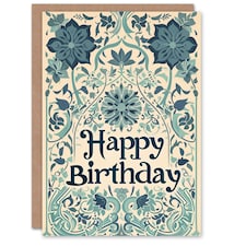 Arabesque Flower Pattern Floral Design Woman Her Birthday Card