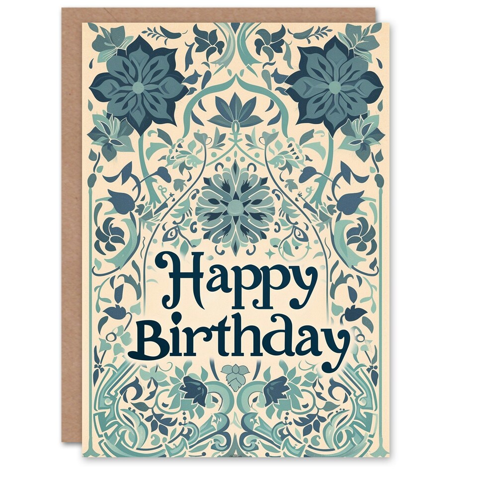 image 1 of Arabesque Flower Pattern Floral Design Woman Her Birthday Card