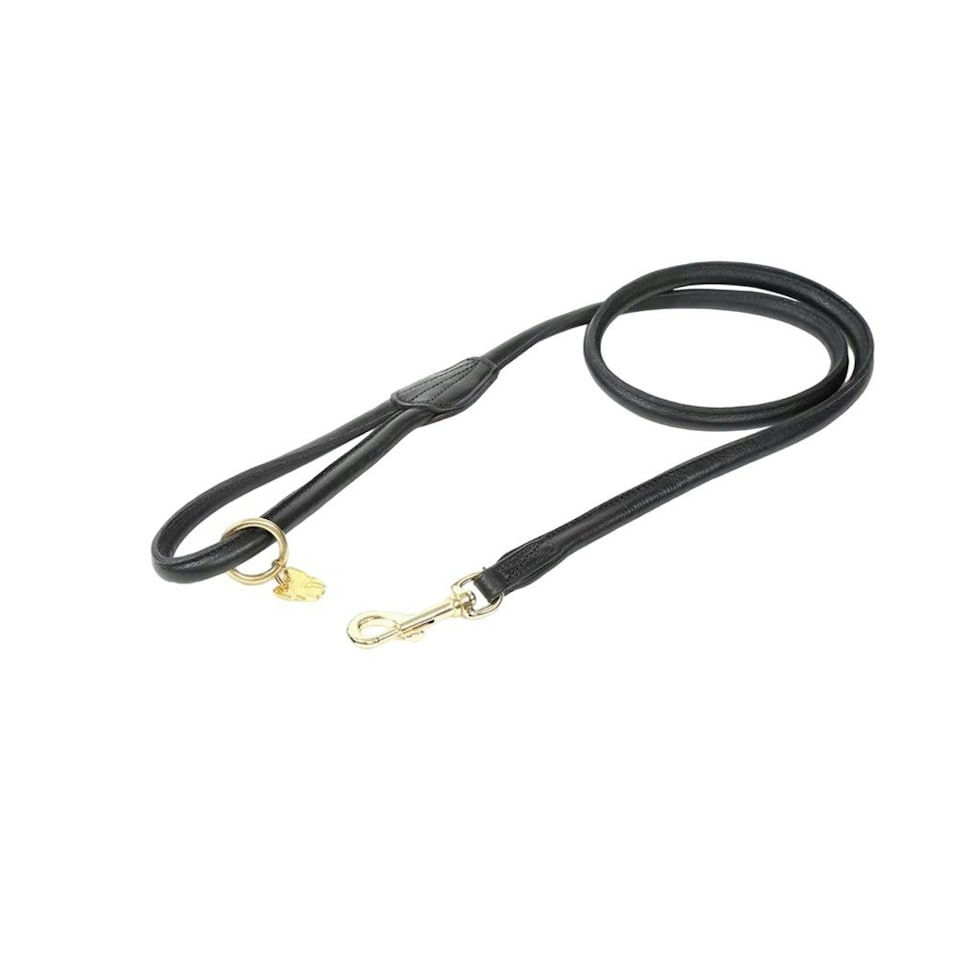 Digby & Fox Rolled Leather Dog Lead - Black - One Size