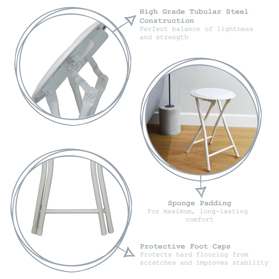 image 1 of Harbour Housewares Padded Folding Stool - White | White | White
