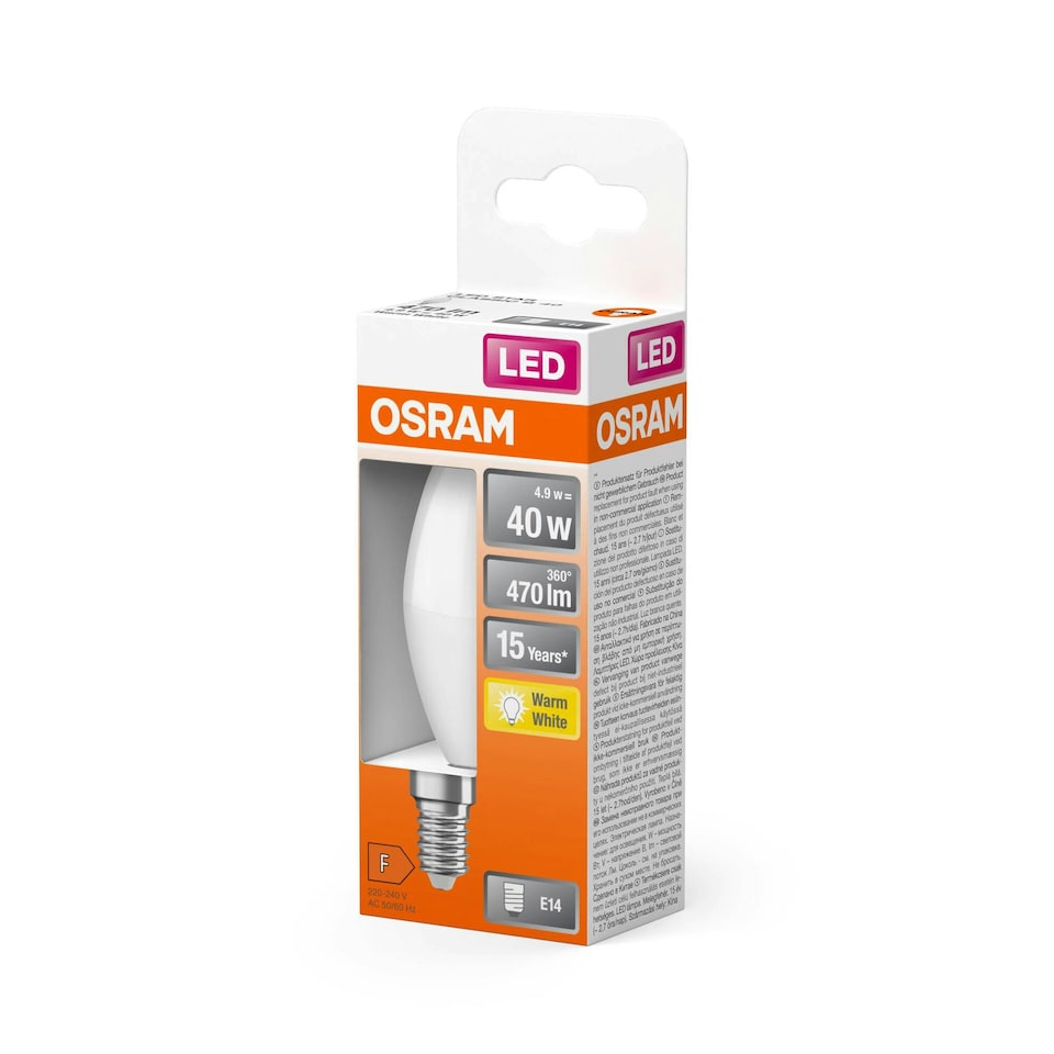 image 1 of OSRAM Led Star Classic B40 Led bulb for E14 Socket, 6 Pack