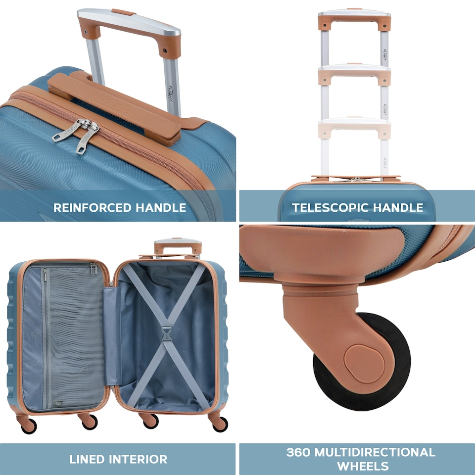 image 1 of Flight Knight 25" 4 Wheel ABS Hard Case Medium Suitcase 100+ Airlines Approved - easyJet, British Airways, Ryanair, Jet2, Emirates & Many More - Check-in | Blue | Blue/Tan | Medium