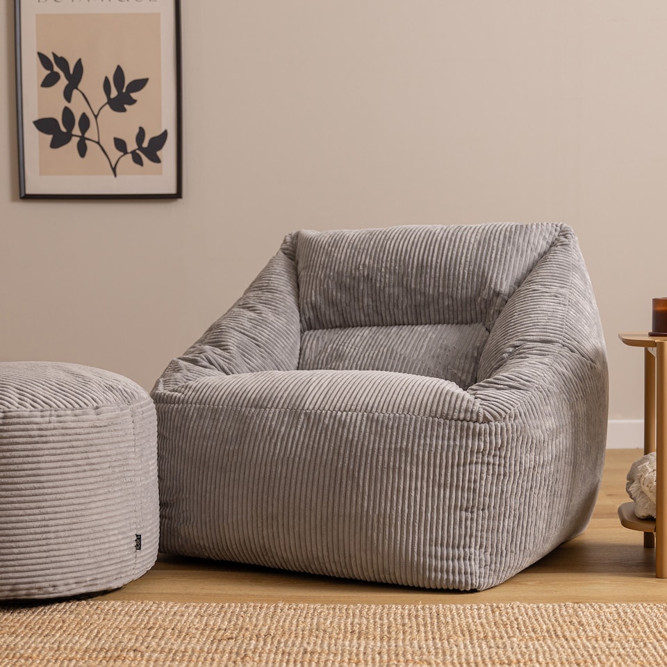image 1 of Natalia Large Beanbag Corduroy Light Grey | Grey | Grey | XL | 1