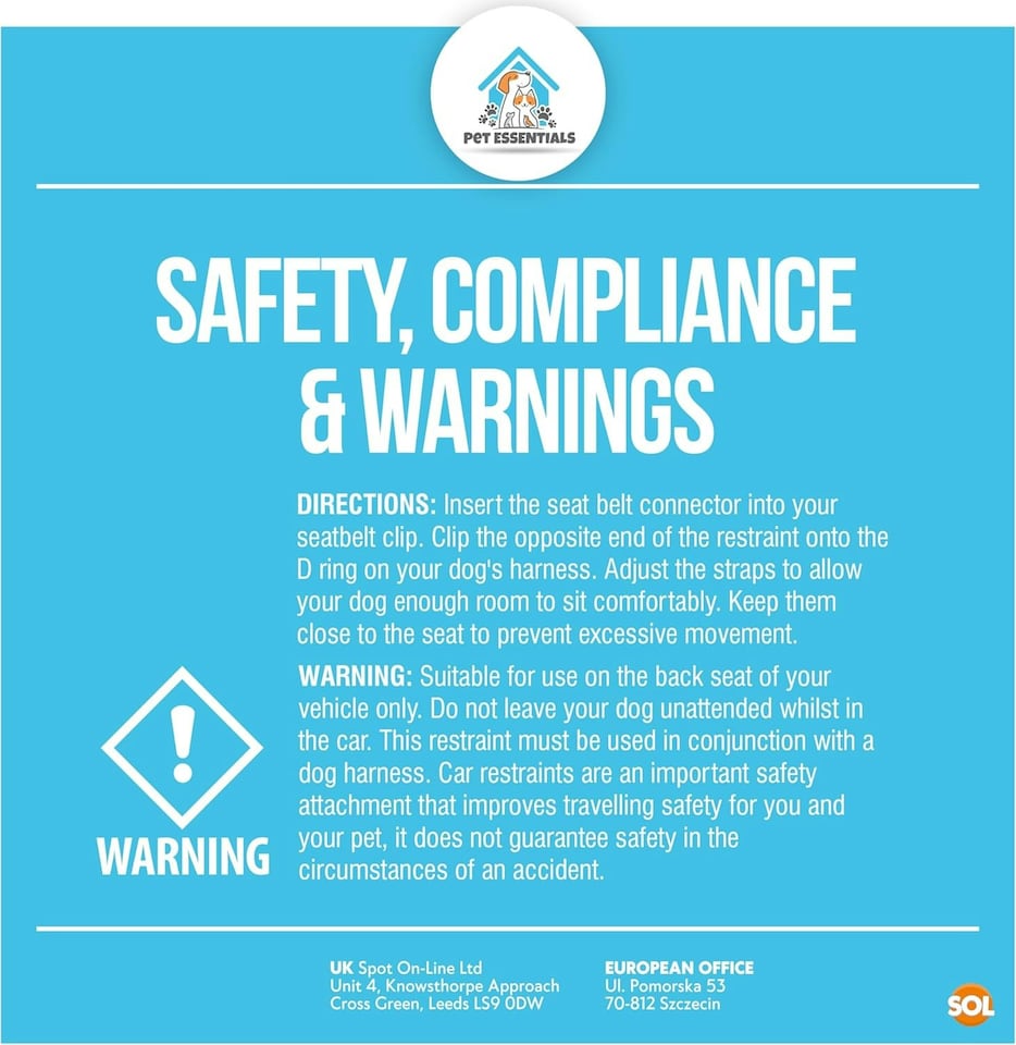 image 1 of SOL 2pk Dog Car Seat Belts, 70cm Adjustable Seatbelt Harness Strap for Dogs | Black | M