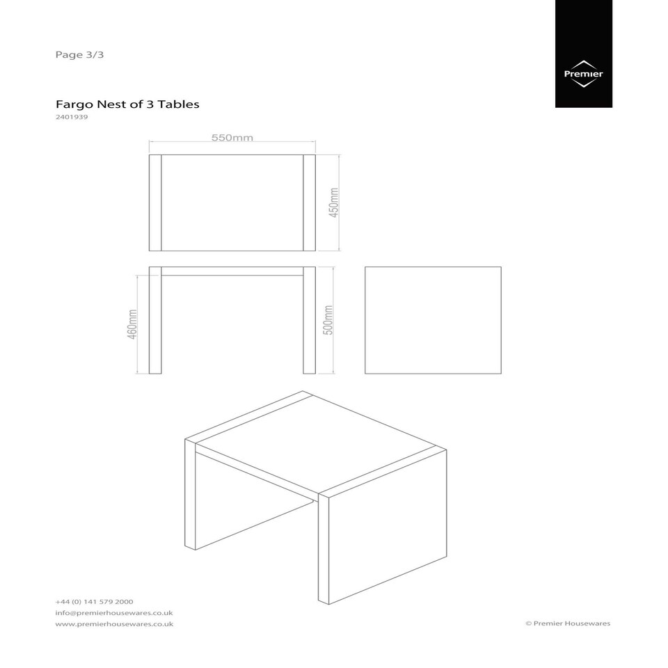 image 1 of Interiors by Premier Wooden Nest of 3 Tables, High Gloss Black Finish Nesting Table, Long Lasting Console Tables for Living Room Black