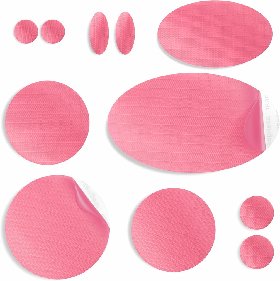 image 1 of aZengear Repair Patches for Jackets, Tent, Shoe, Gear - Waterproof, Self-Adhesive, Tear-Cold-Heat-Resistant (11 Pieces, Pink)