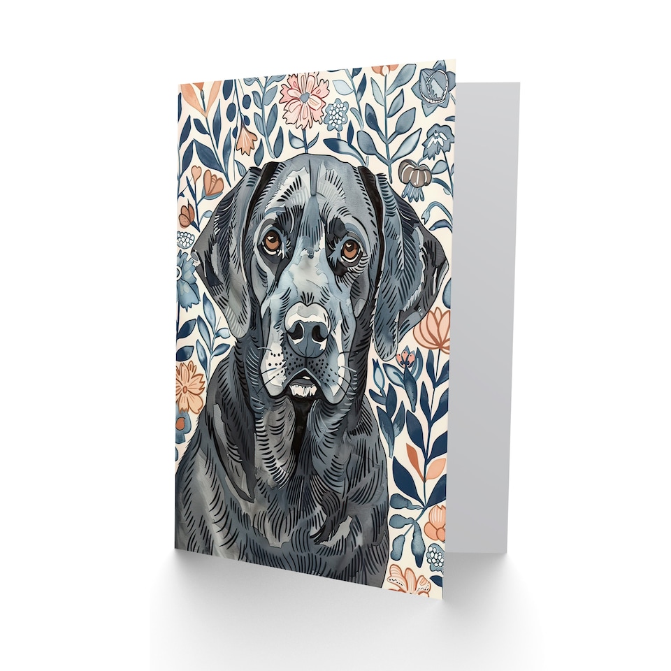 image 1 of Greeting Card Dog Lover Labrador Retriever Floral Watercolour Birthday