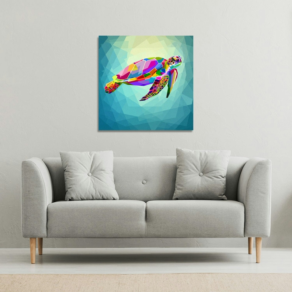 image 1 of geometric blue water ocean (Canvas Print) 114 x 114 x 4cm