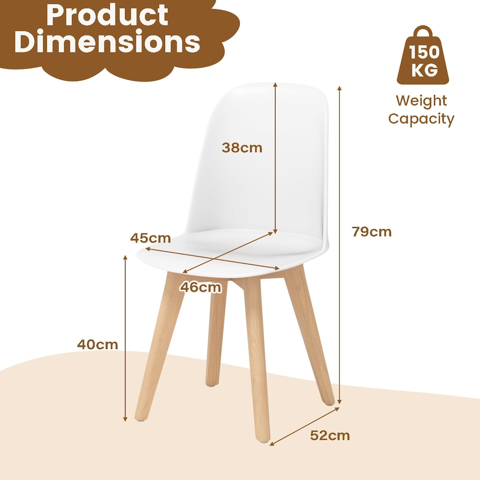 image 1 of COSTWAY Modern Dining Chairs Set of 2 Armless Kitchen Chairs-White