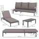 image 5 of Outsunny 3 Pieces Garden Sun Loungers Set with Cushion, 5-level Adjustable Outdoor Recliner Bed Set with Glass Top Table, 2-In-1 Design Aluminium Frame Recliner Lounge or Use As Sofa Bed, Grey