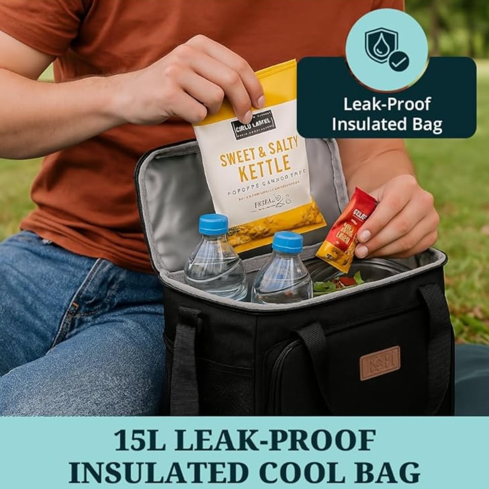 image 1 of 15L Insulated Cool Bag – Leak-Proof Thermal Lunch & Picnic Tote