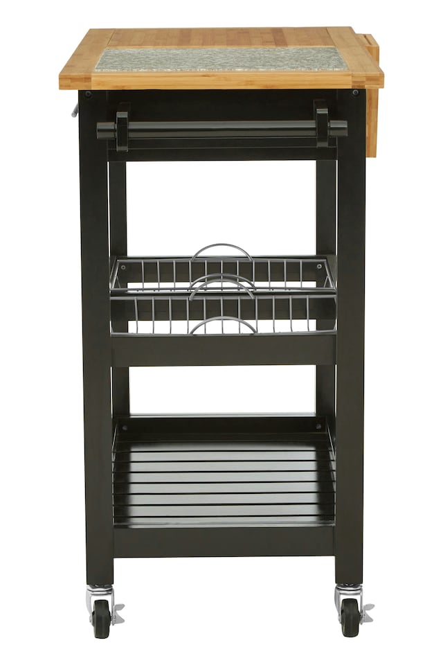 image 1 of Interiors By Premier Spacious Wide Kitchen Trolley With Granite Top, Durable Trolley For Kitchen, Versatile Kitchen Trolley