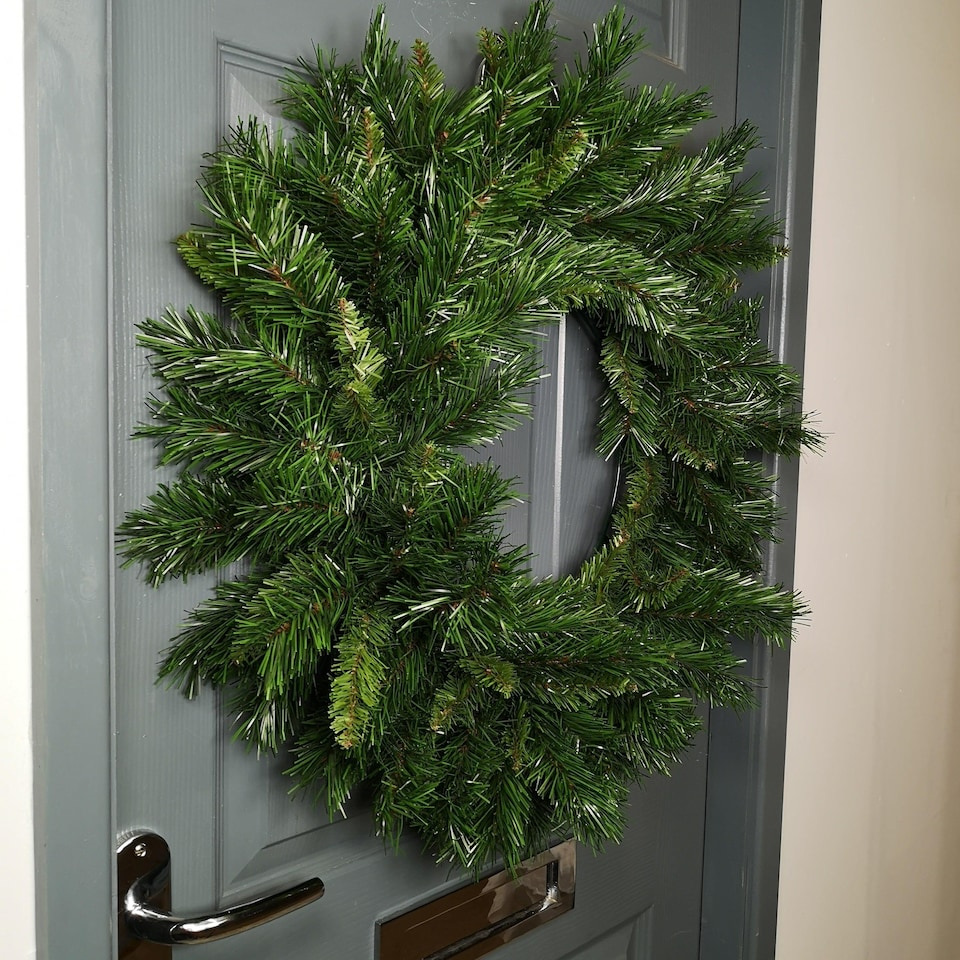 image 1 of 60cm Kateson Fir Artificial Plain Green Christmas Wreath with 150 Tips