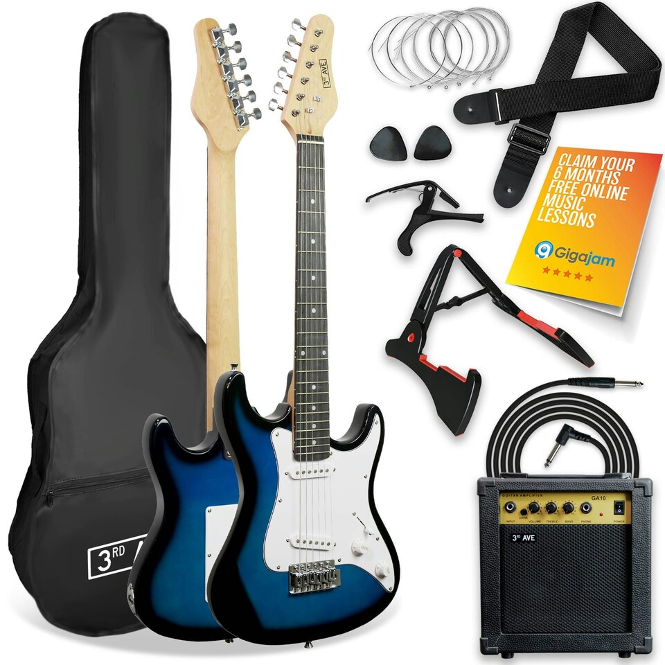 image 1 of 3rd Avenue 3/4 Size Electric Guitar Pack with Amp Black