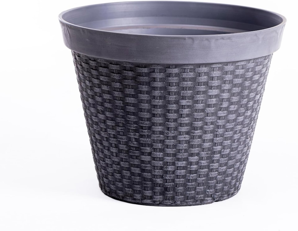 image 1 of Wicker Design Planter (D40 x H30cm) | Grey | 1