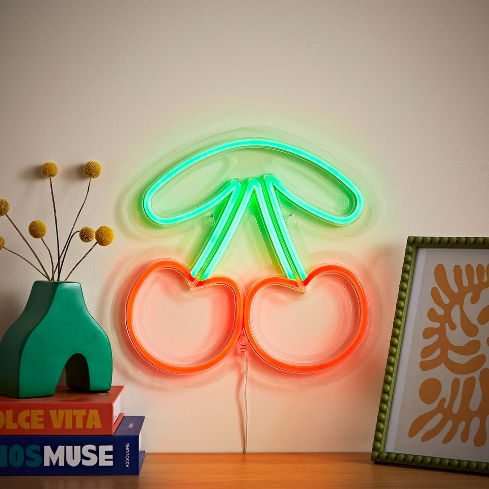 image 1 of ValueLights Cherries Neon Sign Deoration Wall Light | Multi